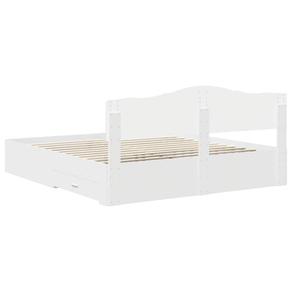 vidaXL Bed Frame with Headboard White 180 x 200 cm Engineered Wood