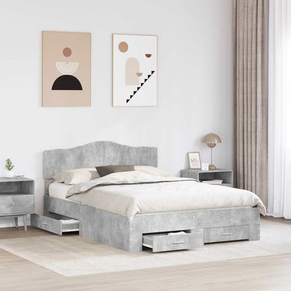 vidaXL Bed Frame Concrete Grey 160 x 200 cm Engineered Wood