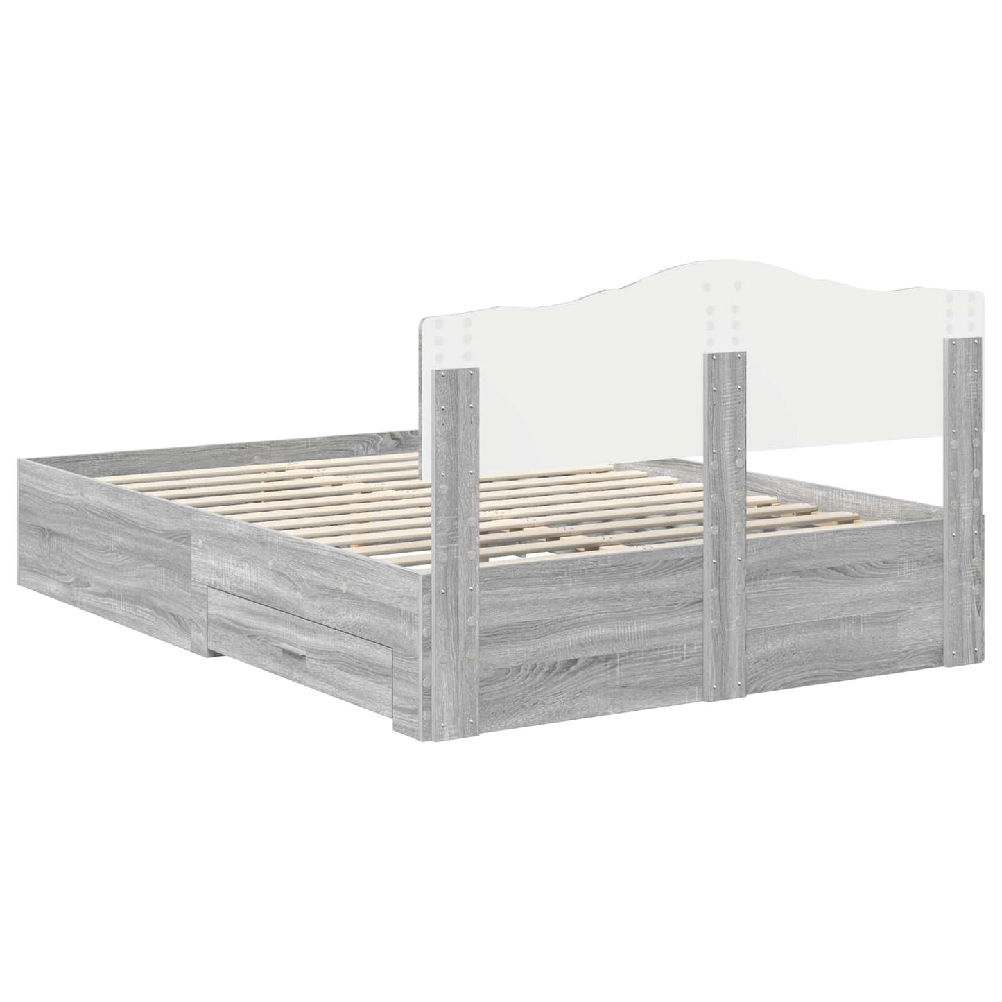vidaXL Bed Frame with Drawer Grey Sonoma 160 x 200 cm Engineered Wood