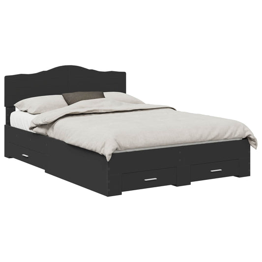 vidaXL Bed Frame with Headboard Black 150 x 200 cm Engineered Wood