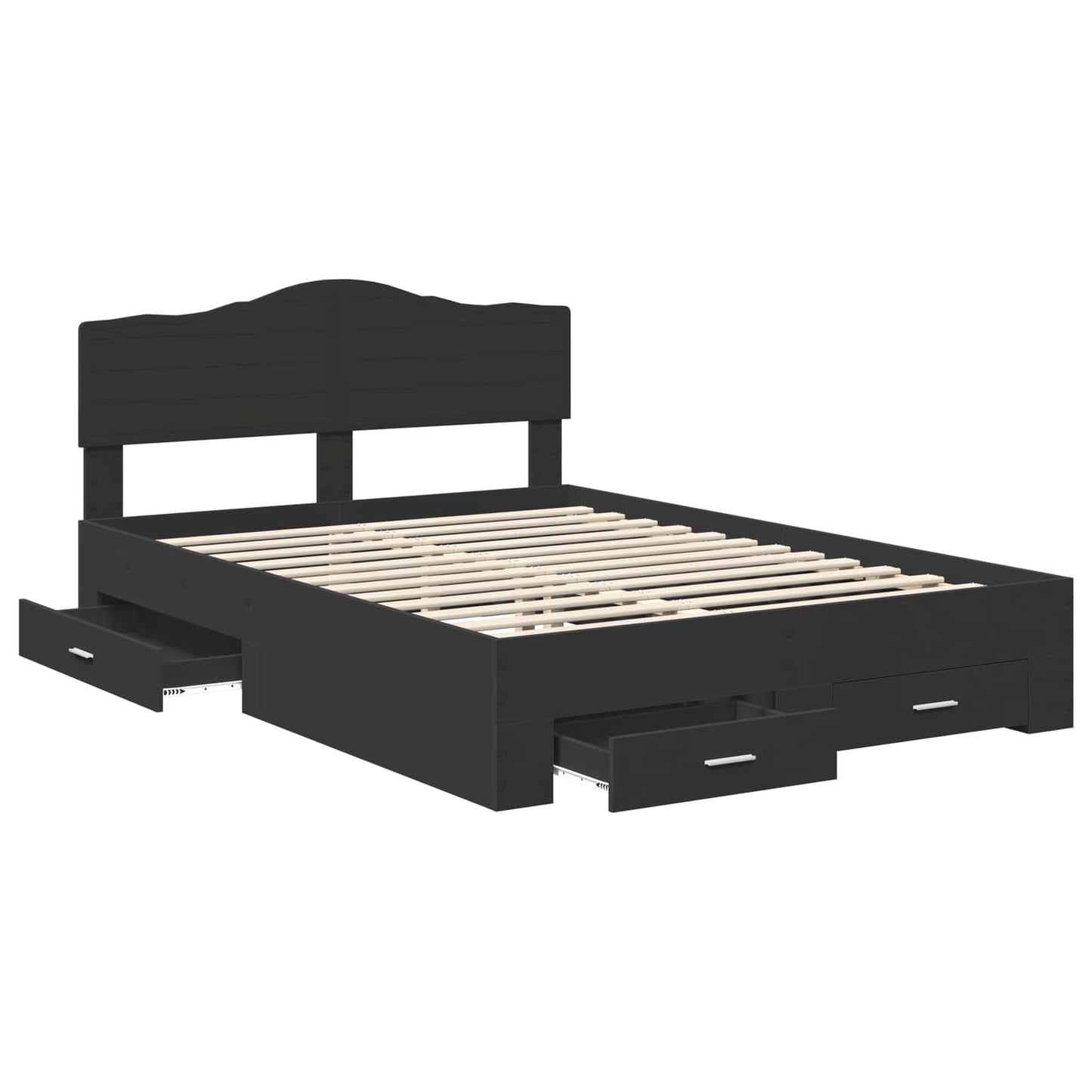 vidaXL Bed Frame with Headboard Black 150 x 200 cm Engineered Wood
