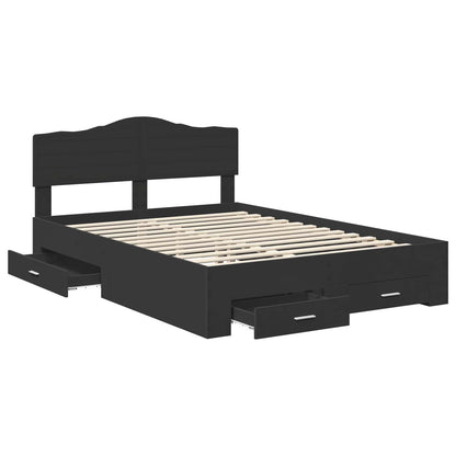 vidaXL Bed Frame with Headboard Black 150 x 200 cm Engineered Wood