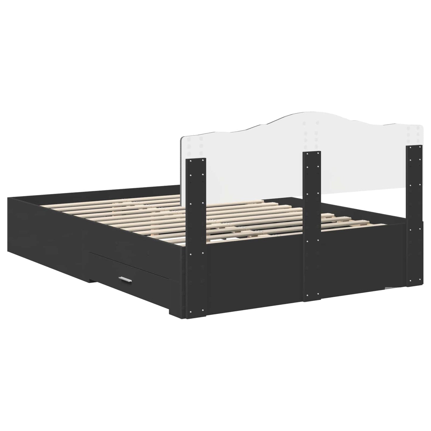 vidaXL Bed Frame with Headboard Black 150 x 200 cm Engineered Wood