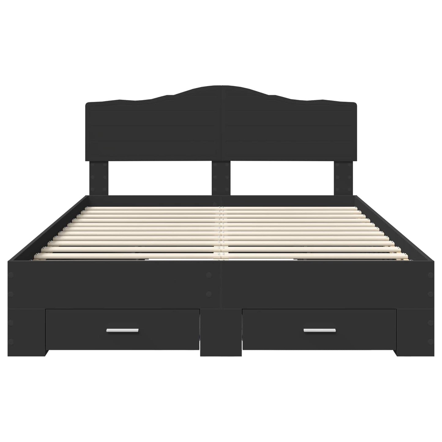 vidaXL Bed Frame with Headboard Black 150 x 200 cm Engineered Wood