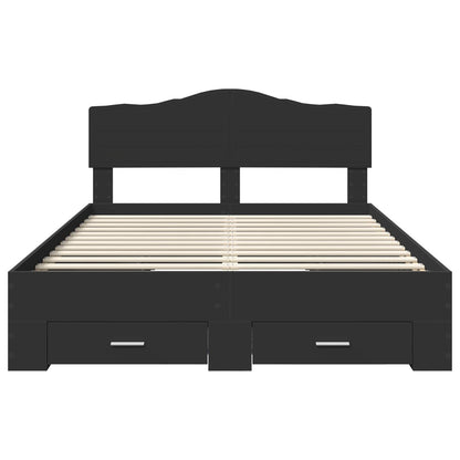 vidaXL Bed Frame with Headboard Black 150 x 200 cm Engineered Wood