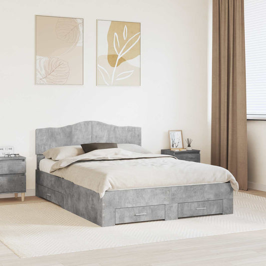 vidaXL Bed Frame Concrete Grey 150 x 200 cm Engineered Wood