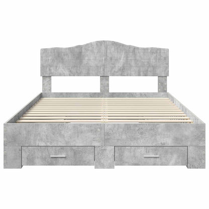 vidaXL Bed Frame Concrete Grey 150 x 200 cm Engineered Wood
