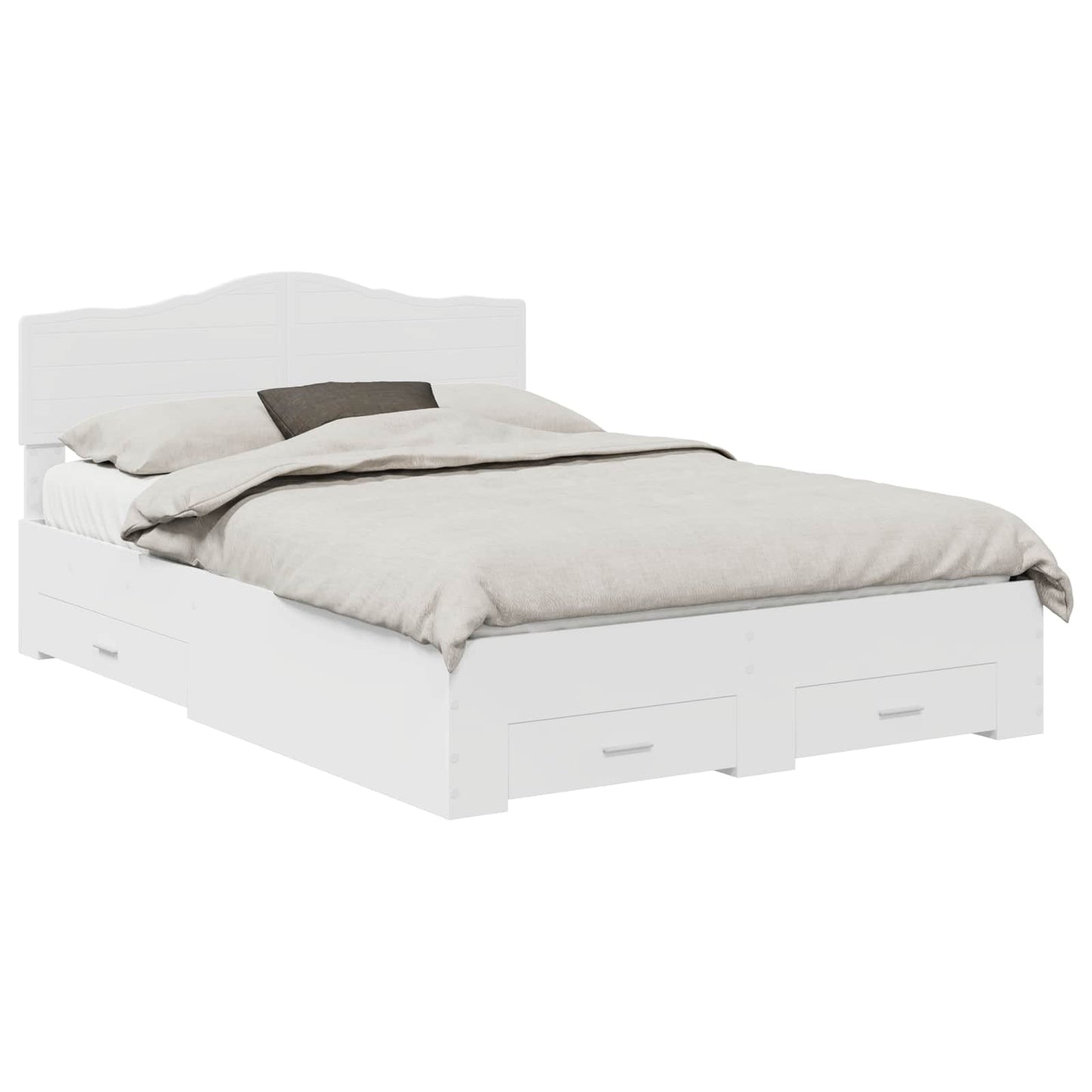vidaXL Bed Frame with Headboard White 140 x 200 cm Engineered Wood