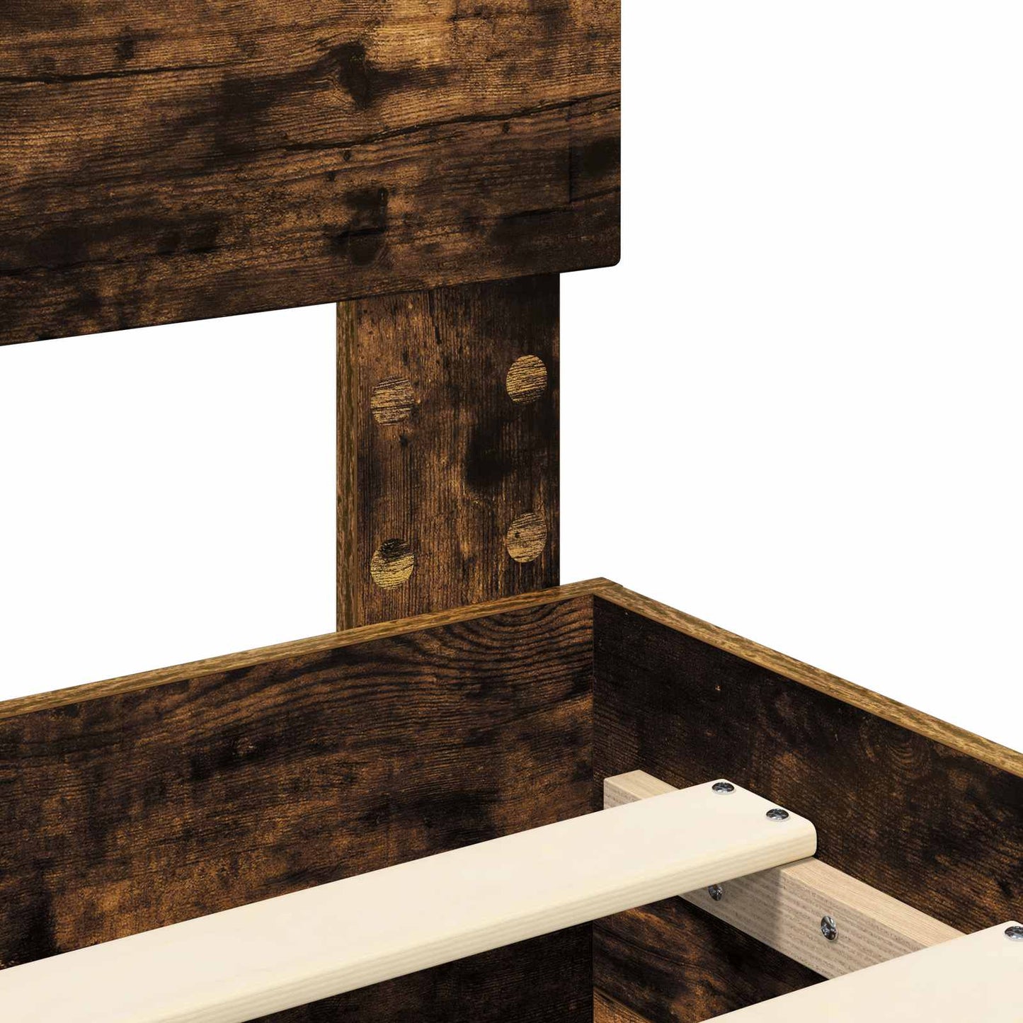 vidaXL Bed Frame with Drawer Smoked Oak 140 x 200 cm Engineered Wood