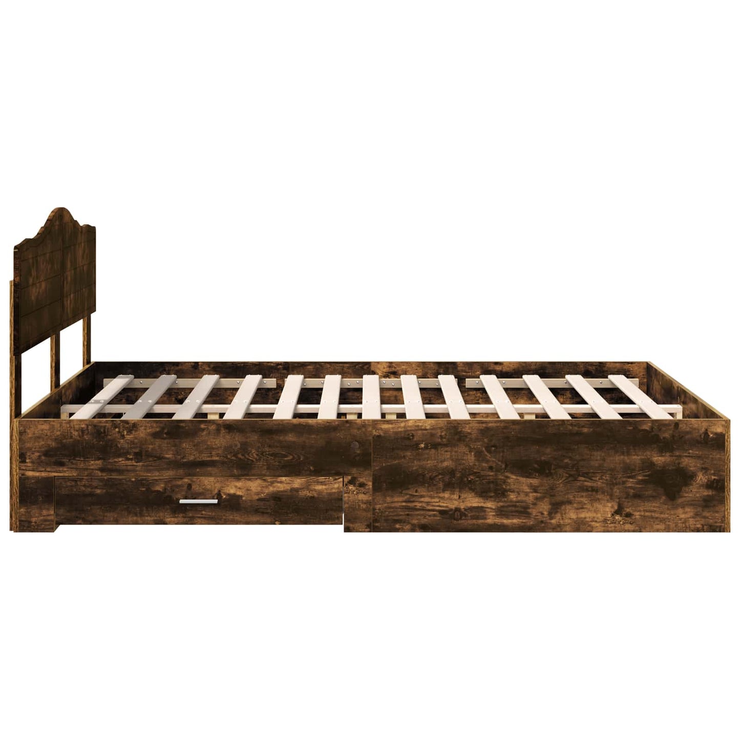vidaXL Bed Frame with Drawer Smoked Oak 140 x 200 cm Engineered Wood