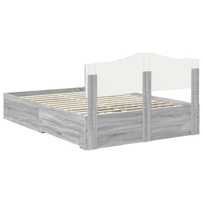 vidaXL Bed Frame with Drawer Grey Sonoma 140 x 200 cm Engineered Wood