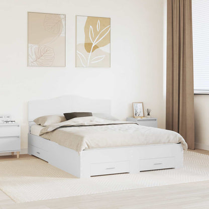 vidaXL Bed Frame with Headboard White 140 x 190 cm Engineered Wood