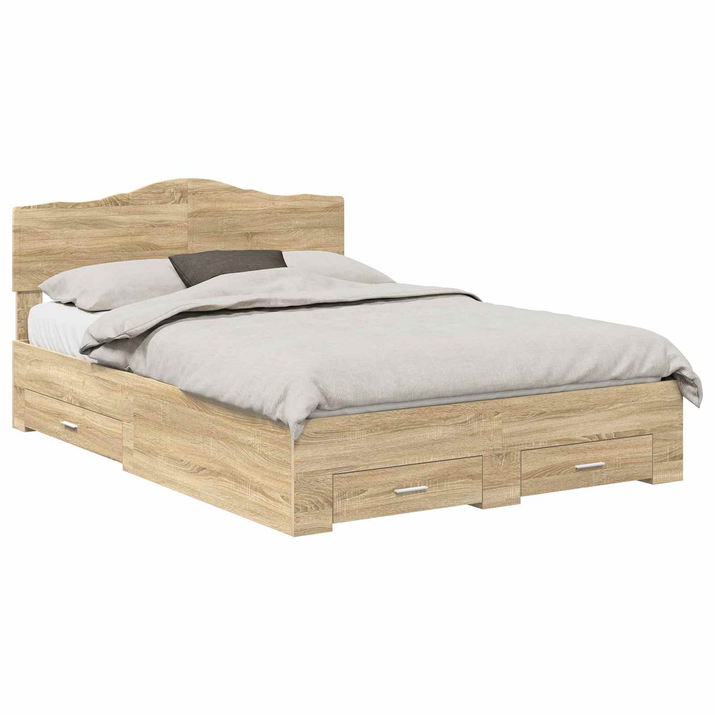 vidaXL Bed Frame with Drawer Sonoma Oak 140 x 190 cm Engineered Wood