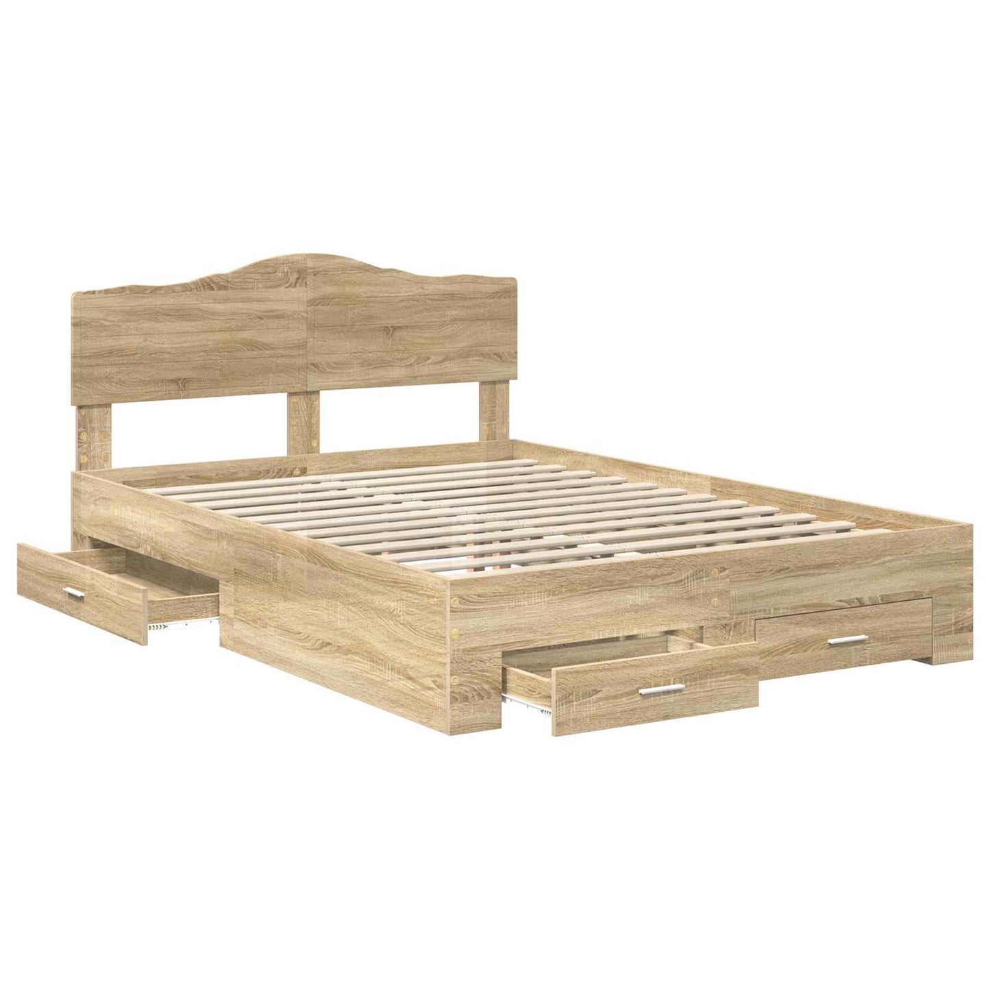 vidaXL Bed Frame with Drawer Sonoma Oak 140 x 190 cm Engineered Wood