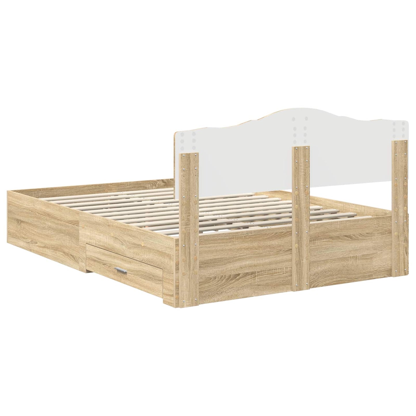 vidaXL Bed Frame with Drawer Sonoma Oak 140 x 190 cm Engineered Wood