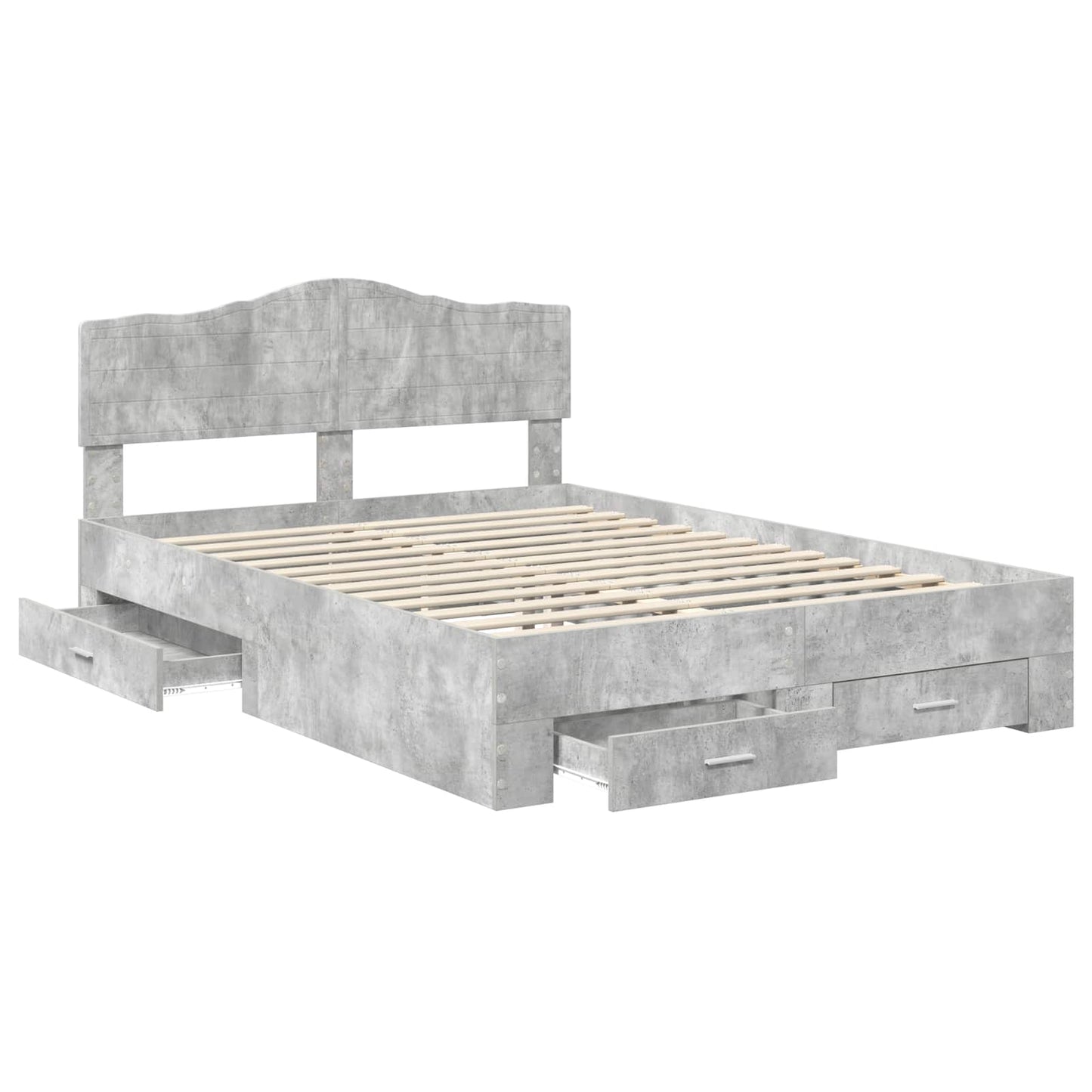 vidaXL Bed Frame Concrete Grey 140 x 190 cm Engineered Wood