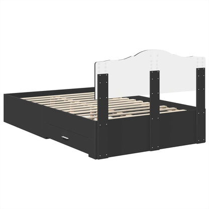 vidaXL Bed Frame with Headboard Black 135 x 190 cm Engineered Wood