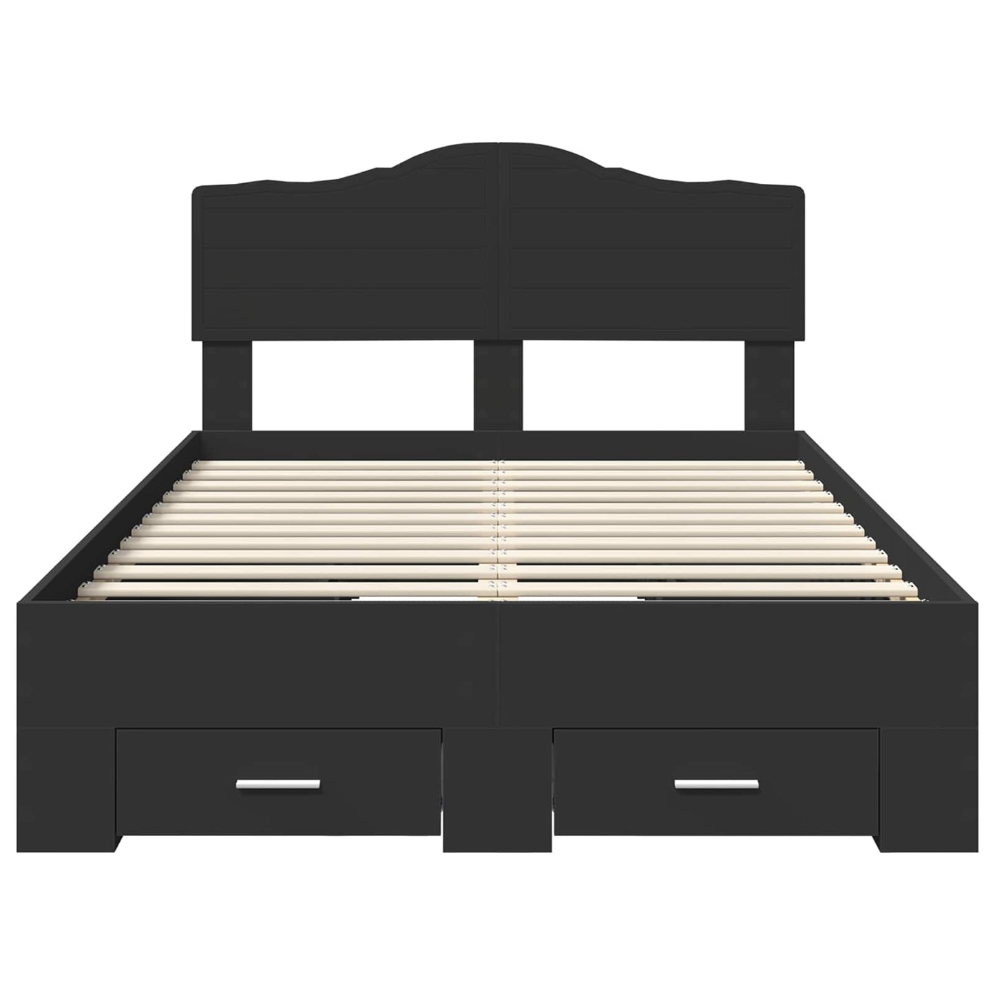 vidaXL Bed Frame with Headboard Black 135 x 190 cm Engineered Wood