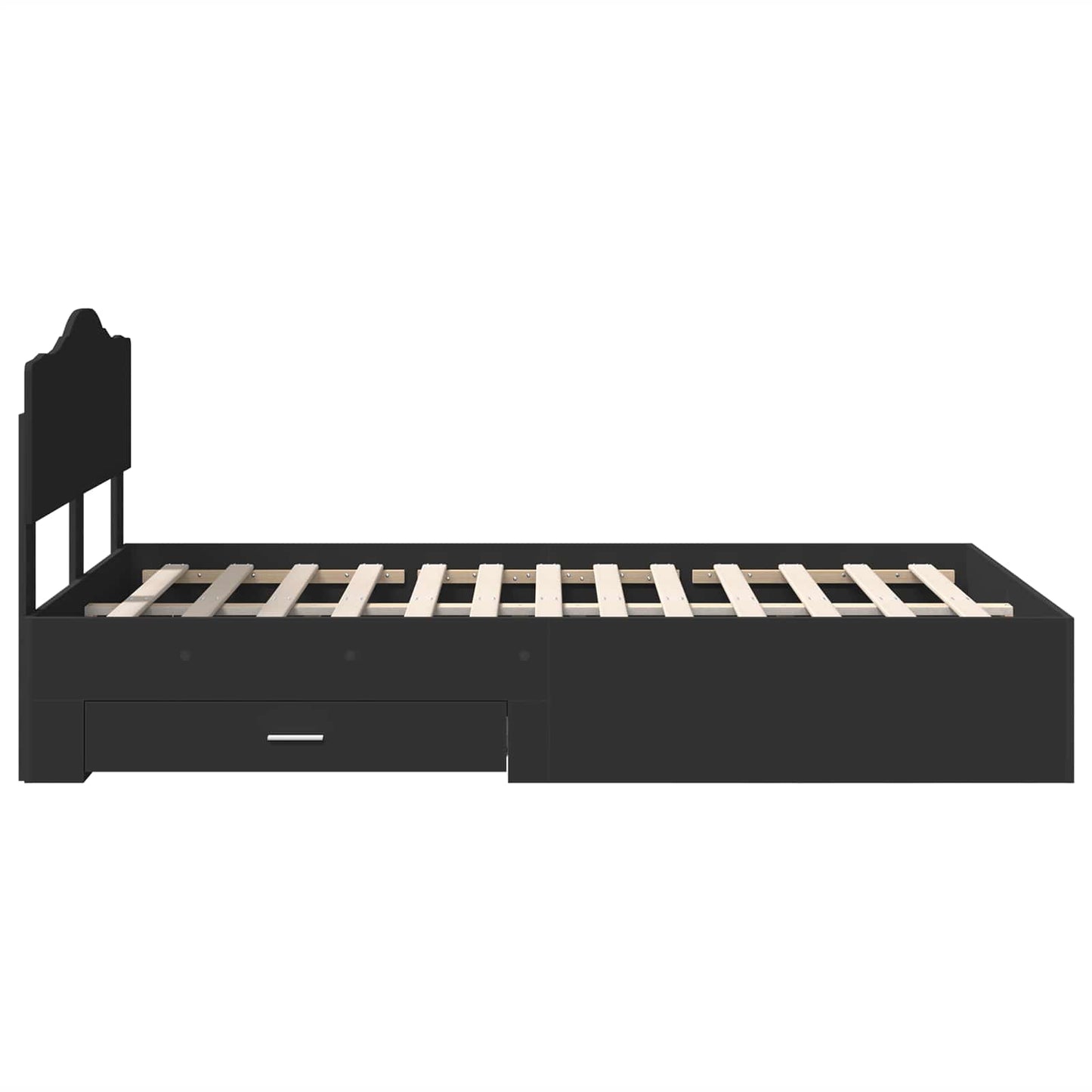 vidaXL Bed Frame with Headboard Black 135 x 190 cm Engineered Wood