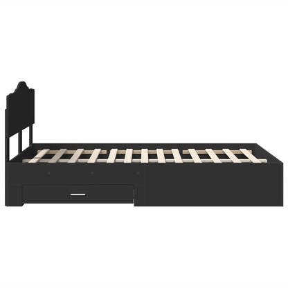 vidaXL Bed Frame with Headboard Black 135 x 190 cm Engineered Wood