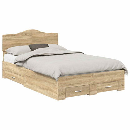 vidaXL Bed Frame with Drawer Sonoma Oak 135 x 190 cm Engineered Wood