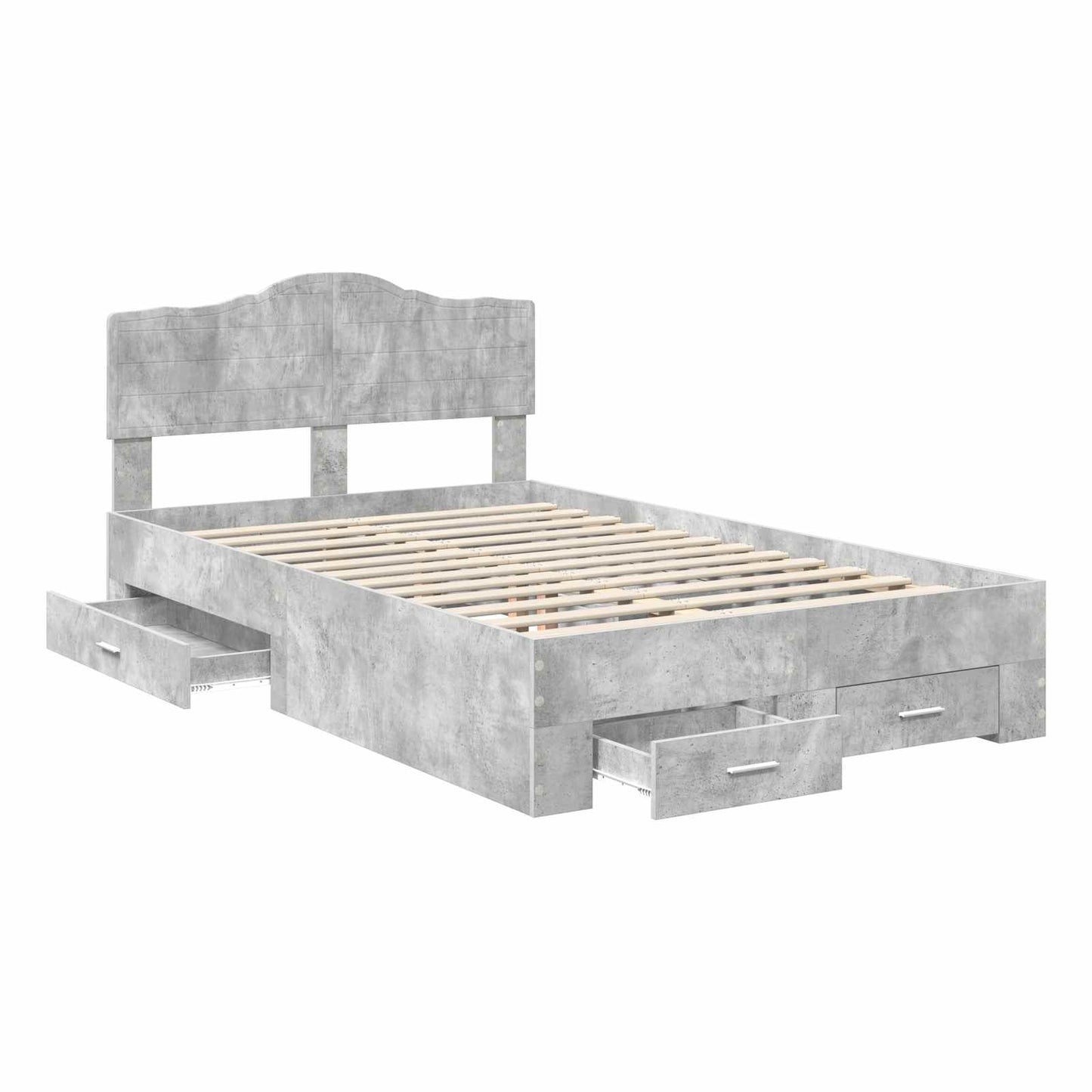vidaXL Bed Frame Concrete Grey 135 x 190 cm Engineered Wood