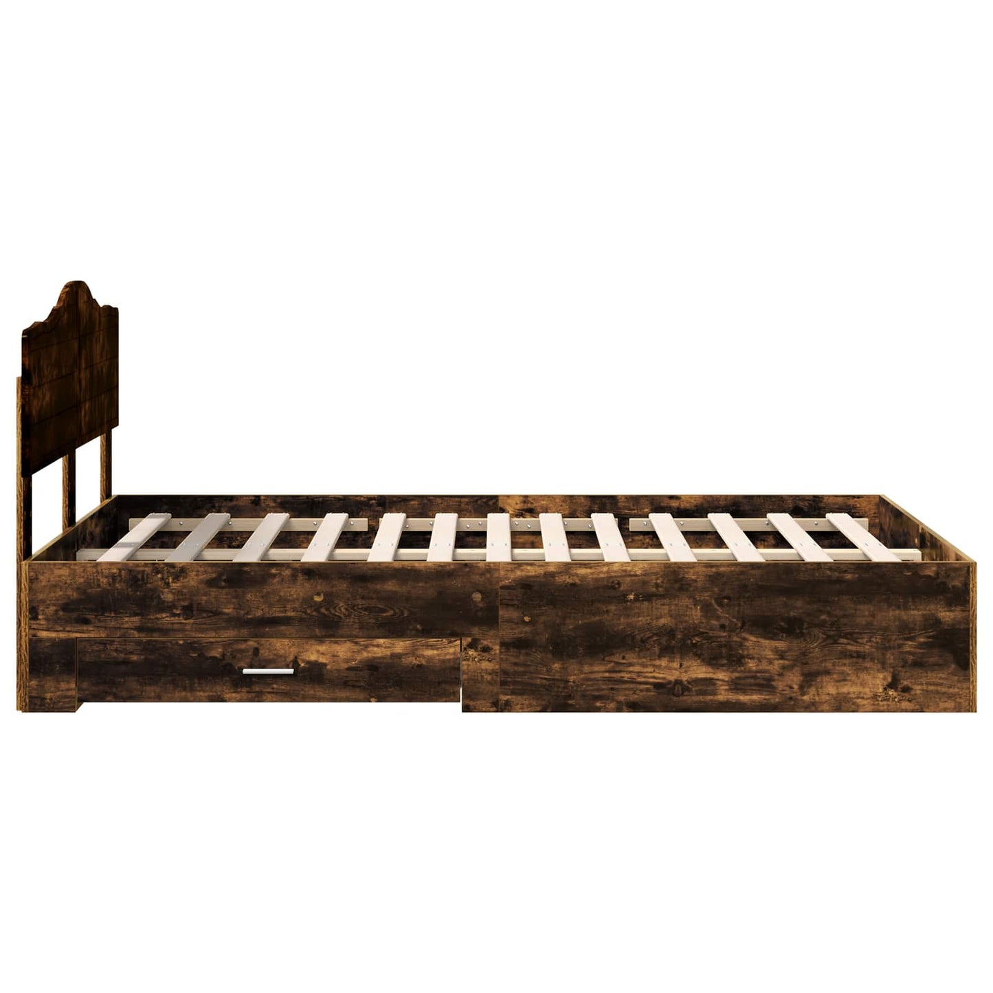 vidaXL Bed Frame with Drawer Smoked Oak 135 x 190 cm Engineered Wood