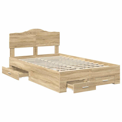 vidaXL Bed Frame with Drawer Sonoma Oak 120 x 200 cm Engineered Wood