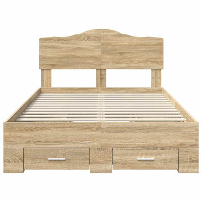 vidaXL Bed Frame with Drawer Sonoma Oak 120 x 200 cm Engineered Wood