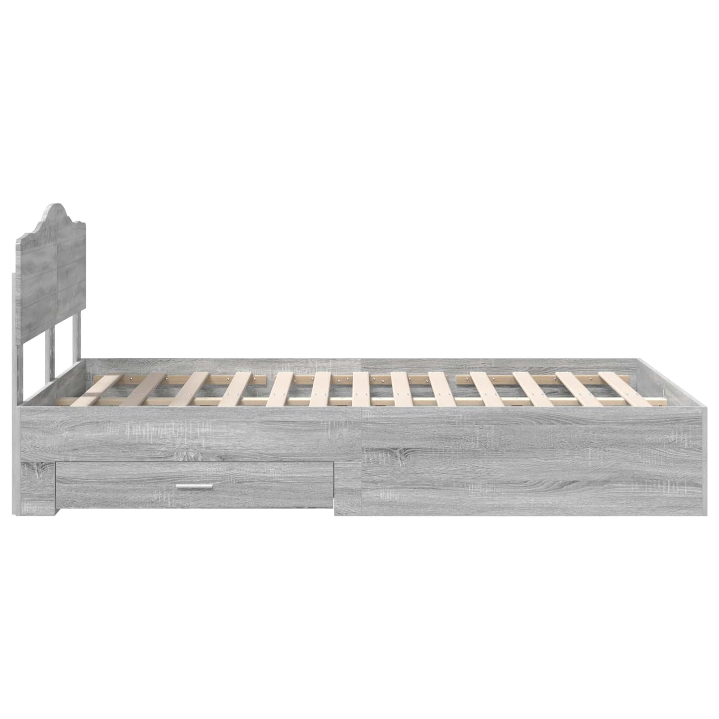 vidaXL Bed Frame with Drawer Grey Sonoma 120 x 200 cm Engineered Wood