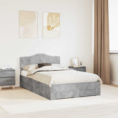 vidaXL Bed Frame Concrete Grey 120 x 190 cm Engineered Wood