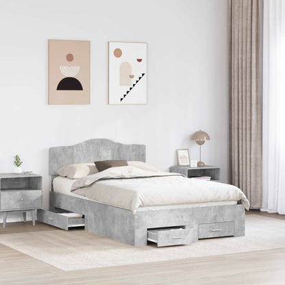 vidaXL Bed Frame Concrete Grey 120 x 190 cm Engineered Wood