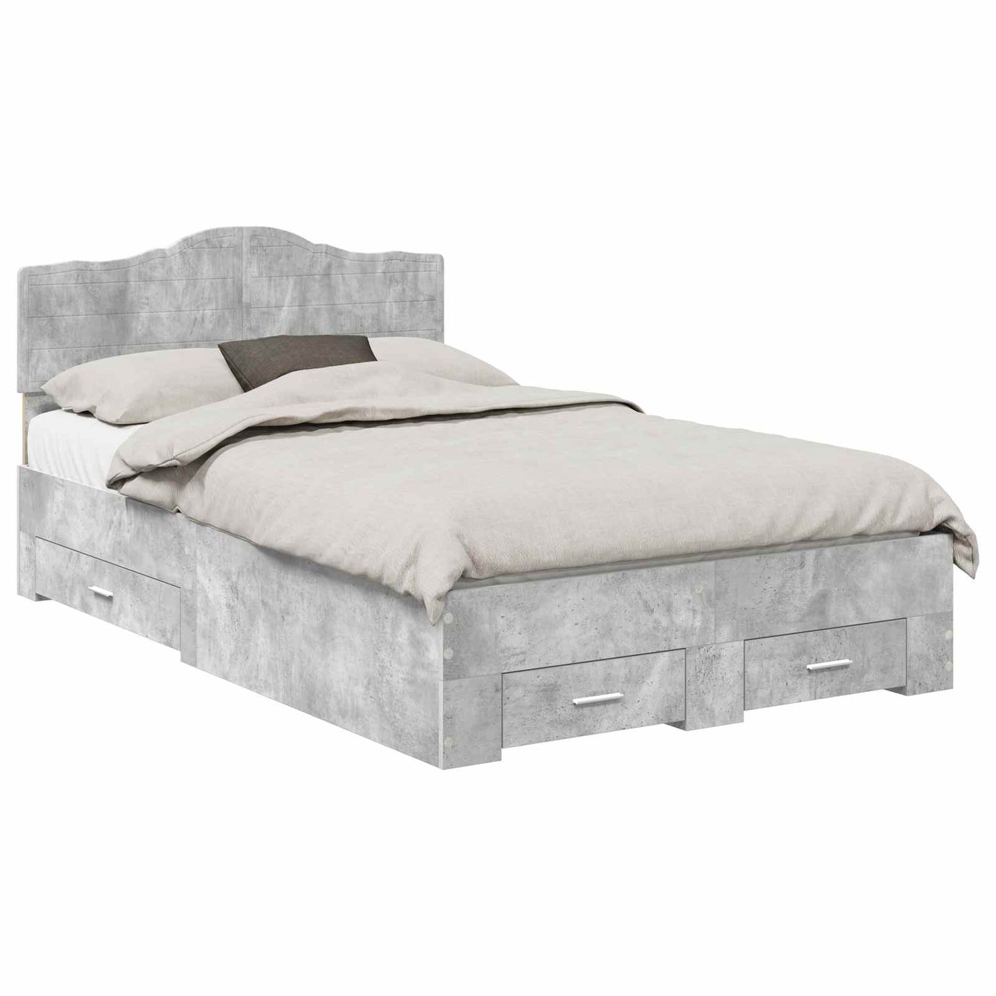 vidaXL Bed Frame Concrete Grey 120 x 190 cm Engineered Wood
