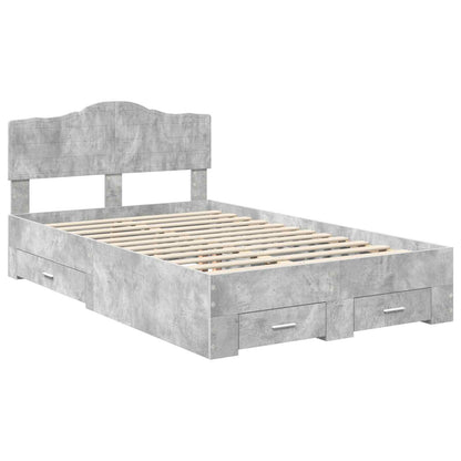 vidaXL Bed Frame Concrete Grey 120 x 190 cm Engineered Wood