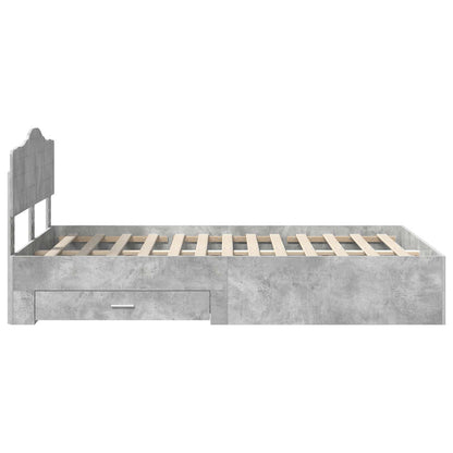 vidaXL Bed Frame Concrete Grey 120 x 190 cm Engineered Wood