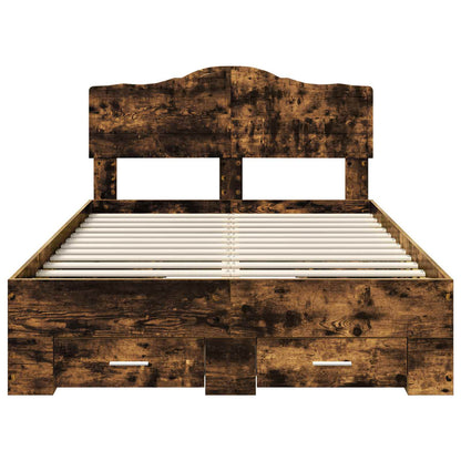 vidaXL Bed Frame with Drawer Smoked Oak 120 x 190 cm Engineered Wood