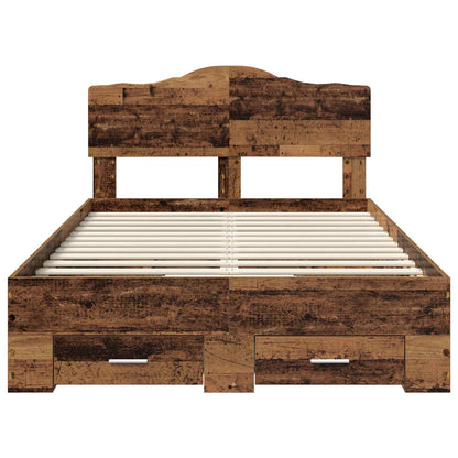 vidaXL Bed Frame with Headboard Old Wood 120 x 190 cm Engineered Wood