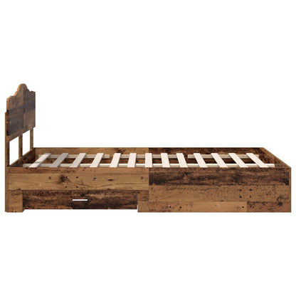 vidaXL Bed Frame with Headboard Old Wood 120 x 190 cm Engineered Wood