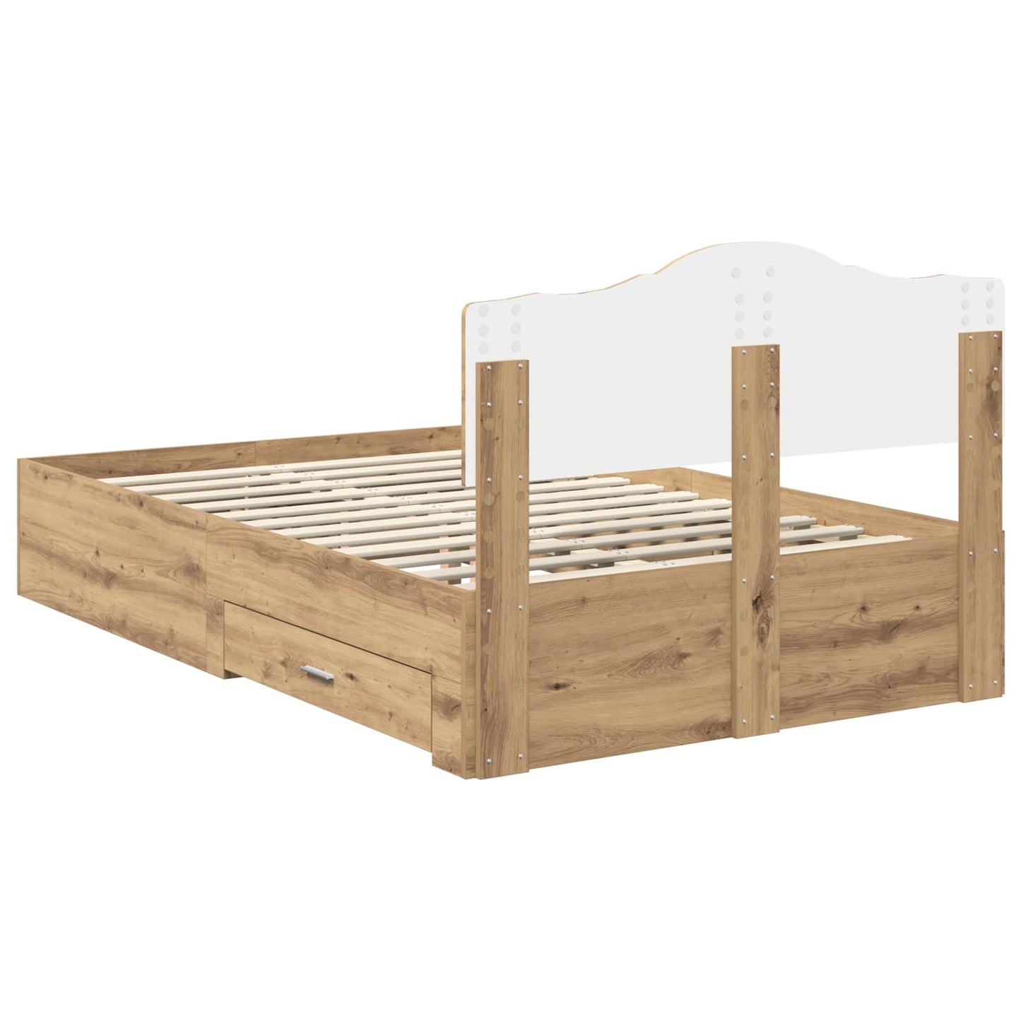 vidaXL Bed Frame with Drawer Artisan Oak 120 x 190 cm Engineered Wood
