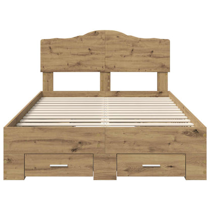 vidaXL Bed Frame with Drawer Artisan Oak 120 x 190 cm Engineered Wood