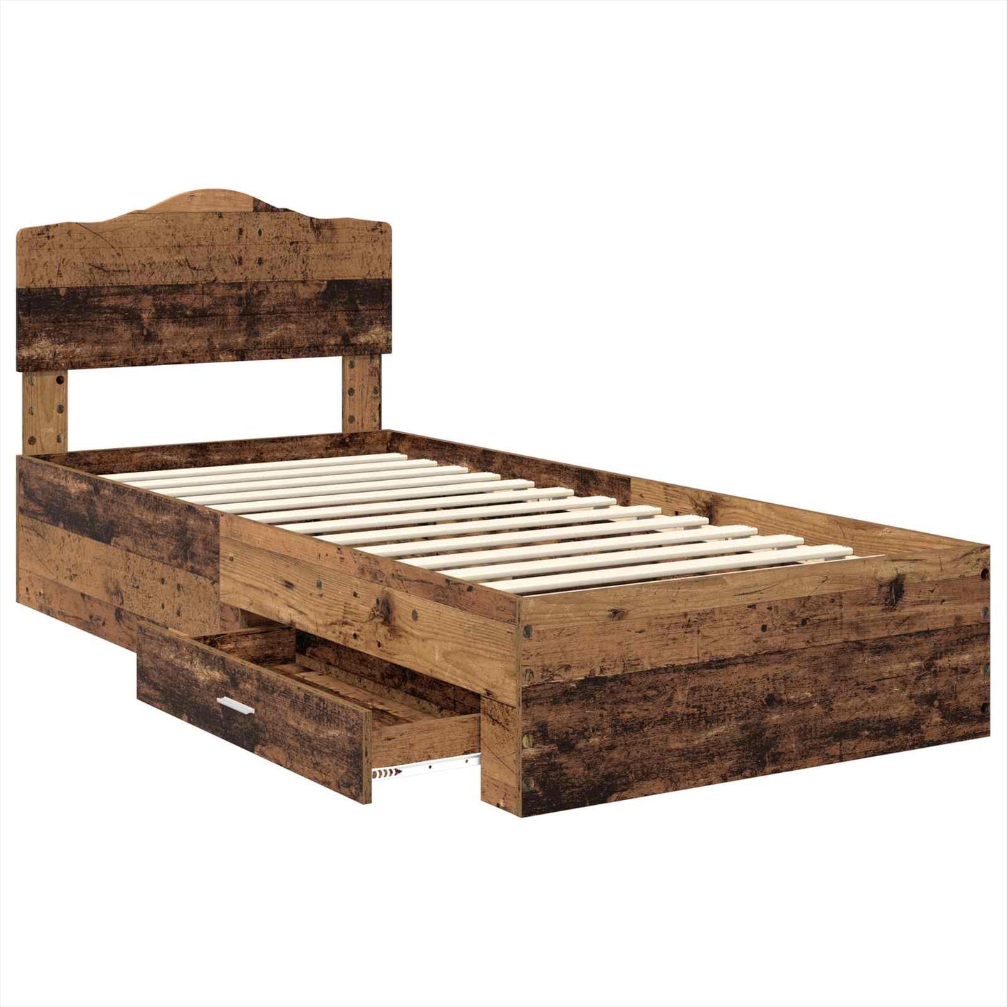 vidaXL Bed Frame with Headboard Old Wood 100 x 200 cm Engineered Wood
