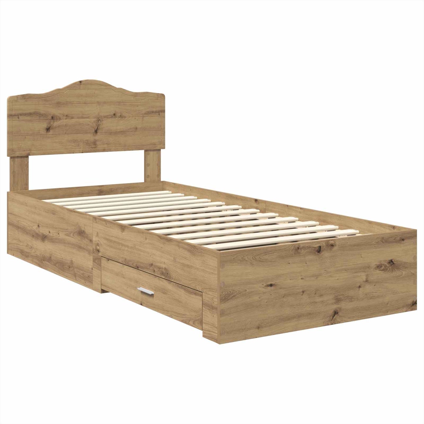 vidaXL Bed Frame with Drawer Artisan Oak 100 x 200 cm Engineered Wood