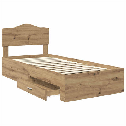 vidaXL Bed Frame with Drawer Artisan Oak 100 x 200 cm Engineered Wood