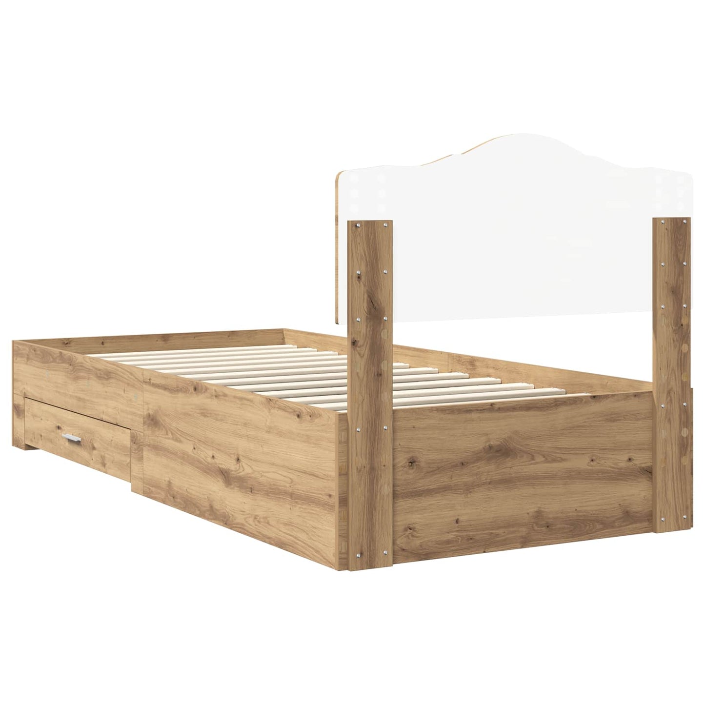 vidaXL Bed Frame with Drawer Artisan Oak 100 x 200 cm Engineered Wood