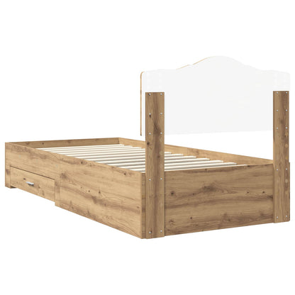 vidaXL Bed Frame with Drawer Artisan Oak 100 x 200 cm Engineered Wood