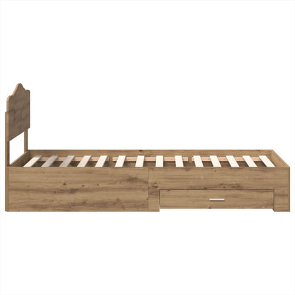 vidaXL Bed Frame with Drawer Artisan Oak 100 x 200 cm Engineered Wood