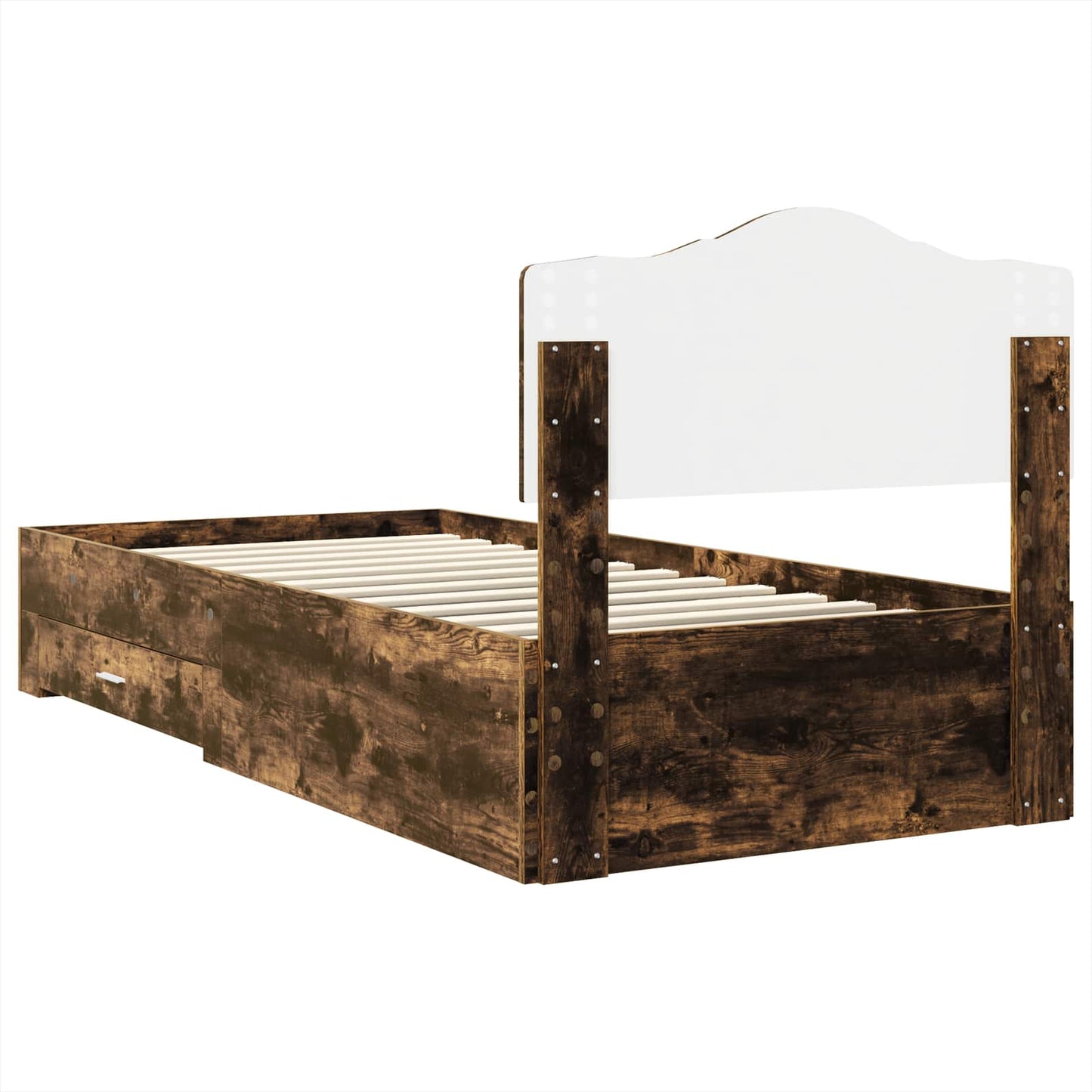 vidaXL Bed Frame with Headboard Smoked Oak 90 x 200 cm Engineered Wood
