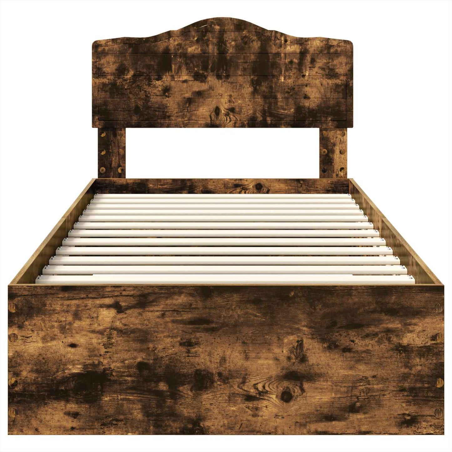 vidaXL Bed Frame with Headboard Smoked Oak 90 x 200 cm Engineered Wood