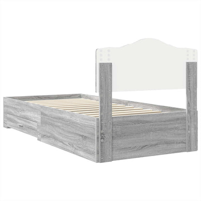 vidaXL Bed Frame with Drawer Grey Sonoma 90 x 200 cm Engineered Wood