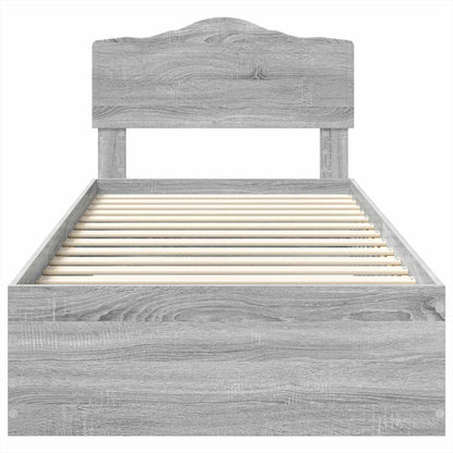 vidaXL Bed Frame with Drawer Grey Sonoma 90 x 200 cm Engineered Wood